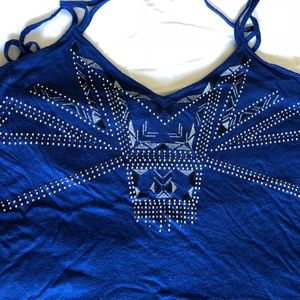 Express blue boho strappy tank studded design